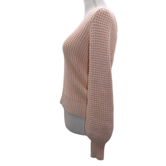 J.Crew Blush Pink Chunky Cotton Sweater S Thick Knit Preppy Minimalist Cozy - Picture 5 of 9